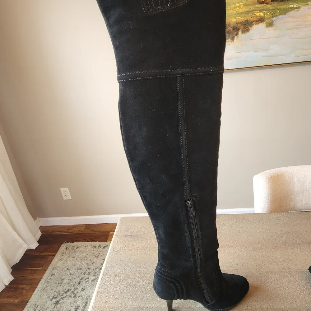 RARE! JUICY COUTURE OVER-THE-KNEE BOOTS WOMEN'S 6 BLACK SUEDE HIGH HEEL